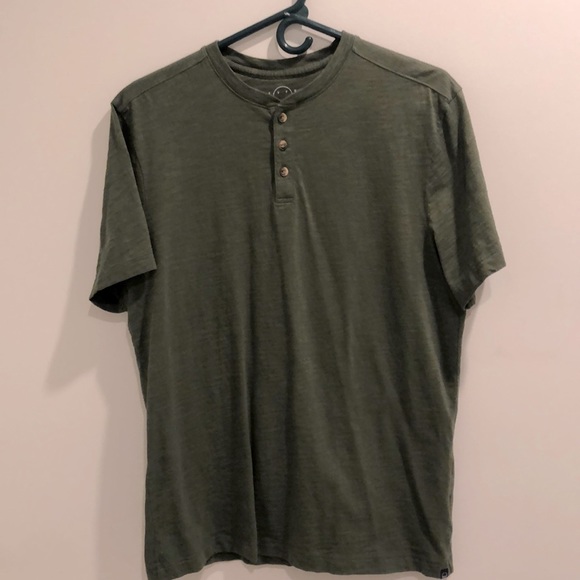 Marco Vintage Wash Henley. Medium olive green t-shirt - Picture 1 of 3